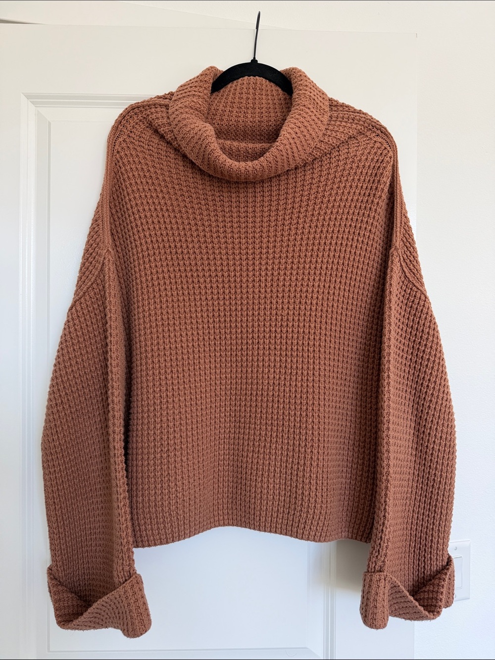 Free People Waffle Knit Cowl Sweater - Clay